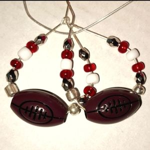 Handmade Football 🏈 1" hoop Earrings.